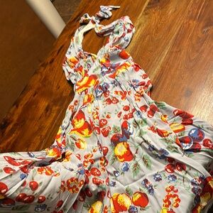 Pinup - VLV!! Floral Halter Dress with Vibrant fruit print. New!!